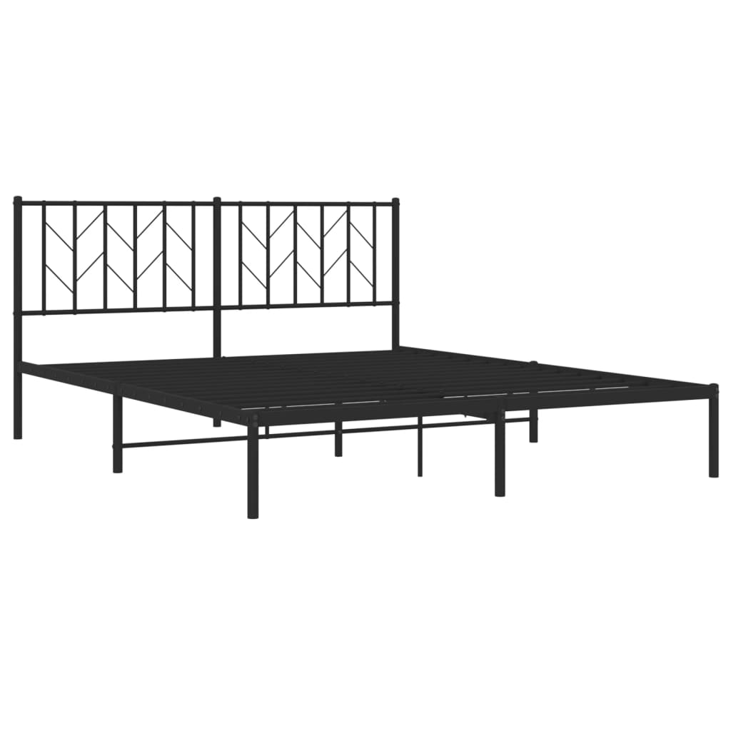 Metal Bed Frame without Mattress with Headboard Black 160x200cm