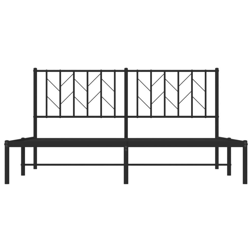 Metal Bed Frame without Mattress with Headboard Black 160x200cm