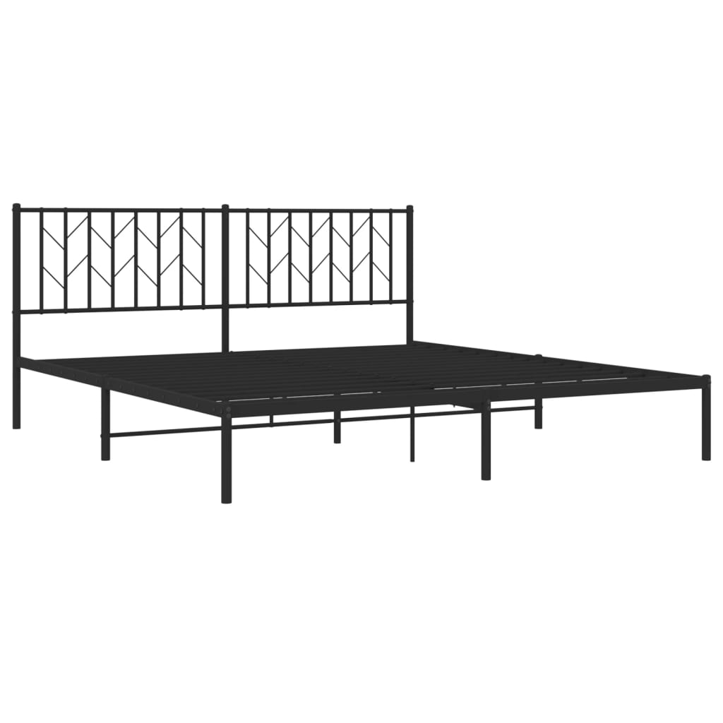 Metal Bed Frame without Mattress with Headboard Black 180x200cm