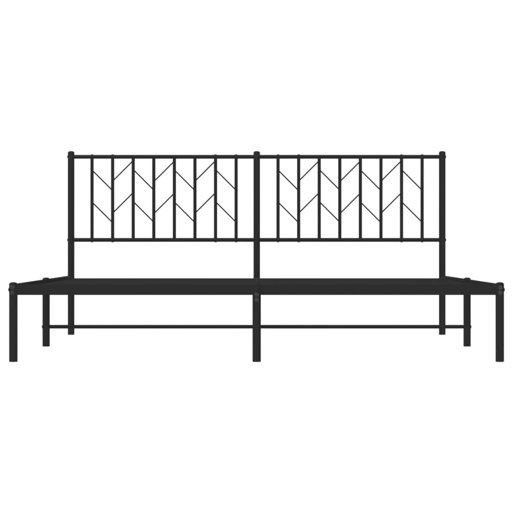 Metal Bed Frame without Mattress with Headboard Black 180x200cm