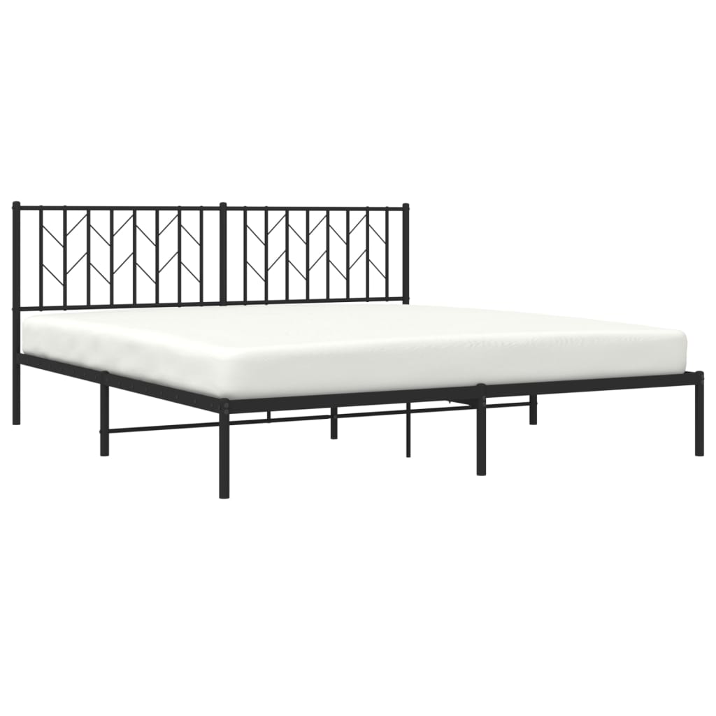 Metal Bed Frame without Mattress with Headboard Black 183x213cm