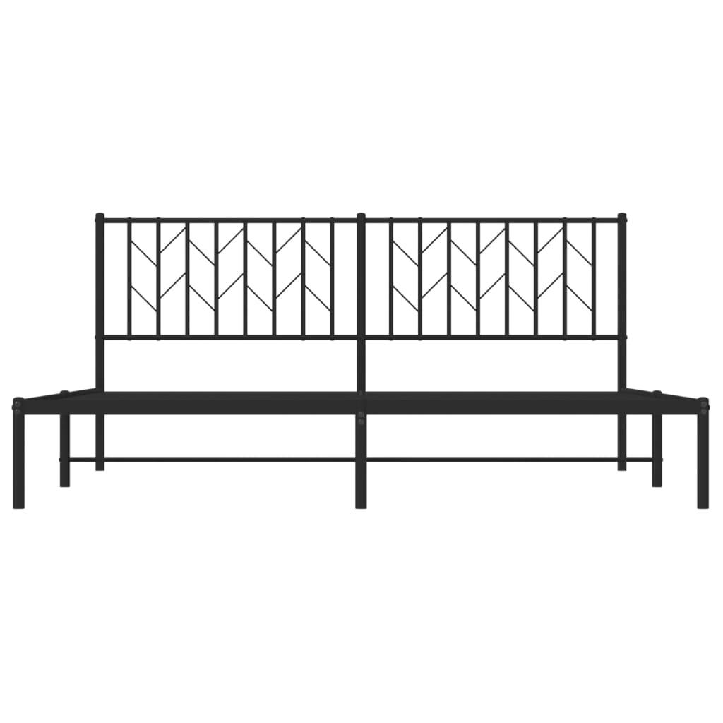 Metal Bed Frame without Mattress with Headboard Black 183x213cm