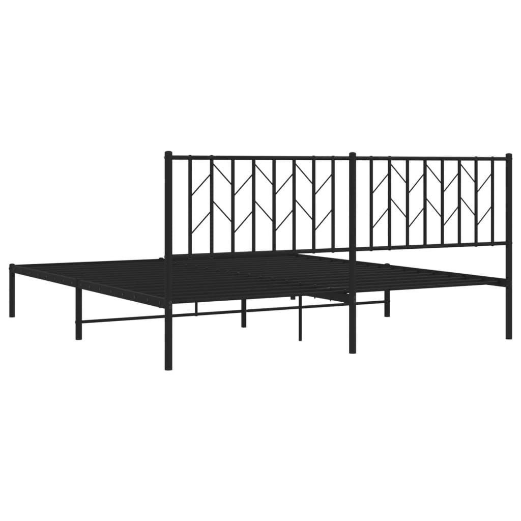 Metal Bed Frame without Mattress with Headboard Black 183x213cm