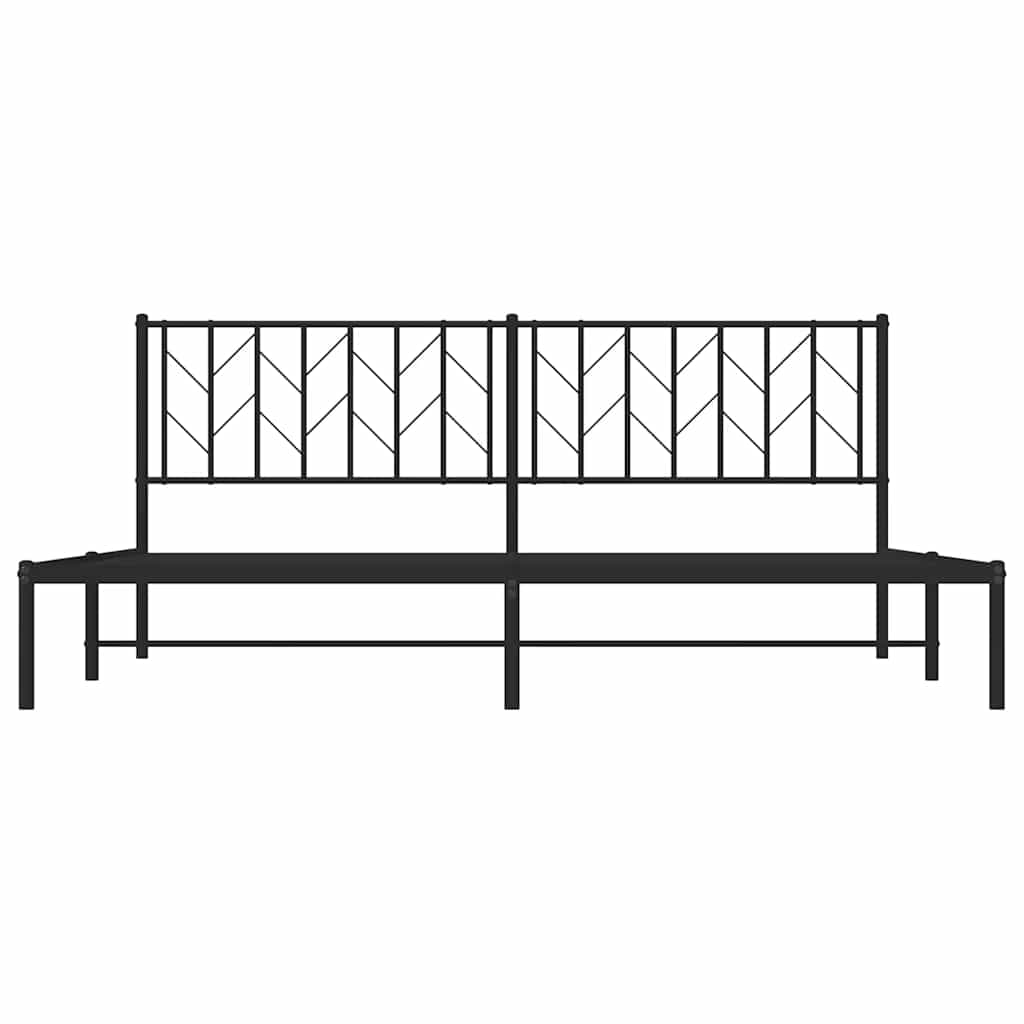 Metal Bed Frame without Mattress with Headboard Black 193x203cm