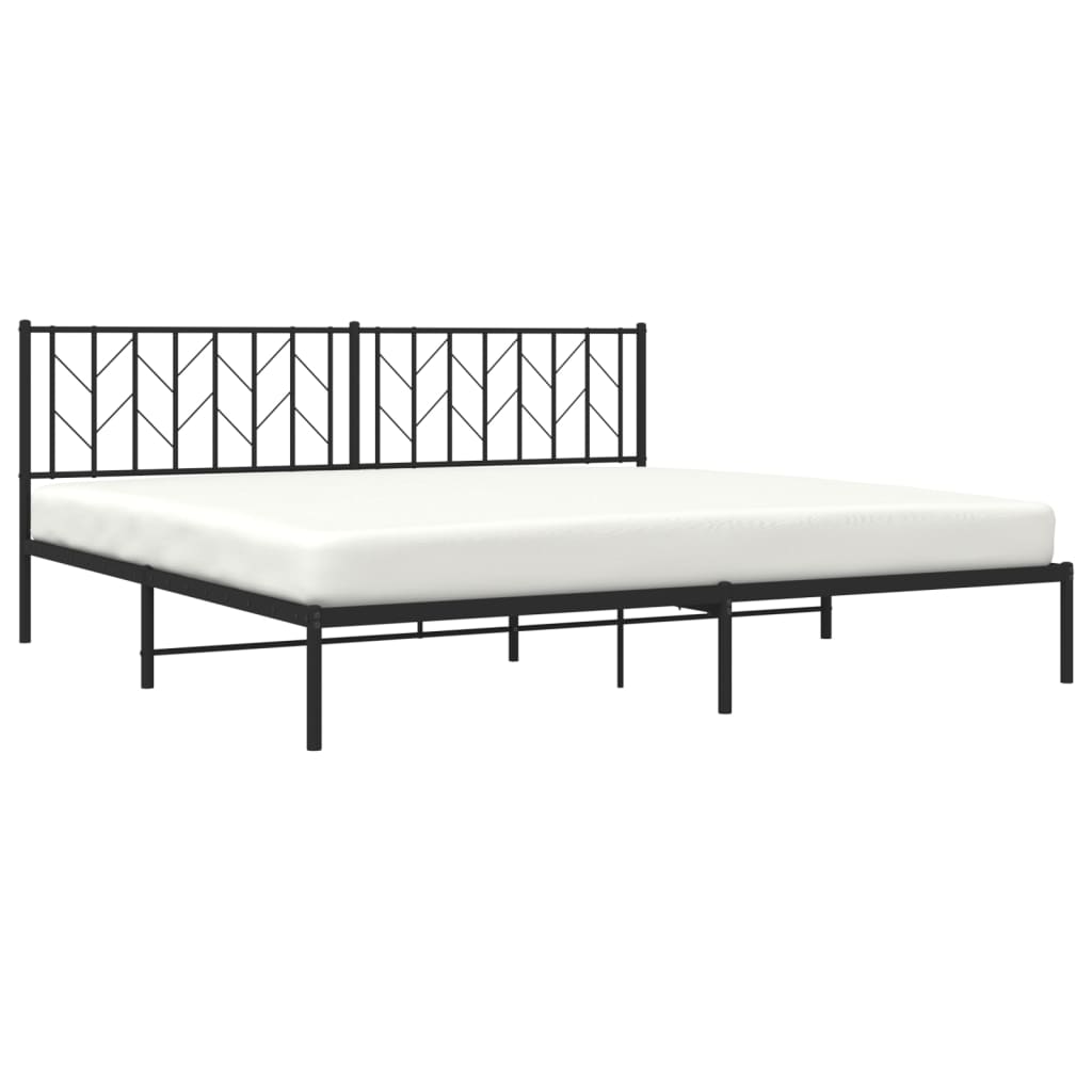 Metal Bed Frame without Mattress with Headboard Black 200x200cm