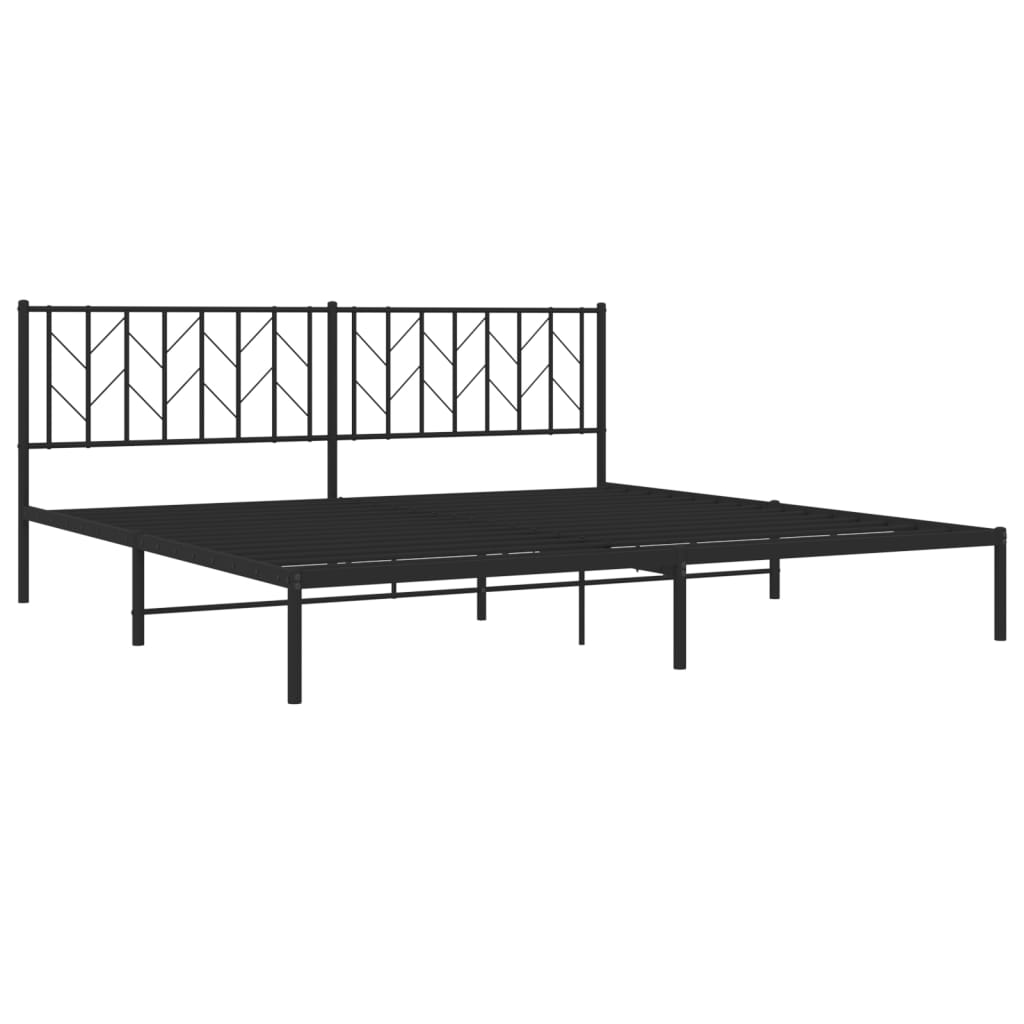 Metal Bed Frame without Mattress with Headboard Black 200x200cm