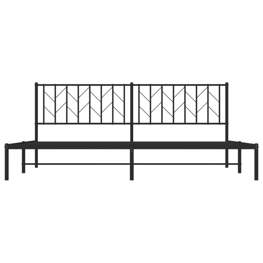 Metal Bed Frame without Mattress with Headboard Black 200x200cm