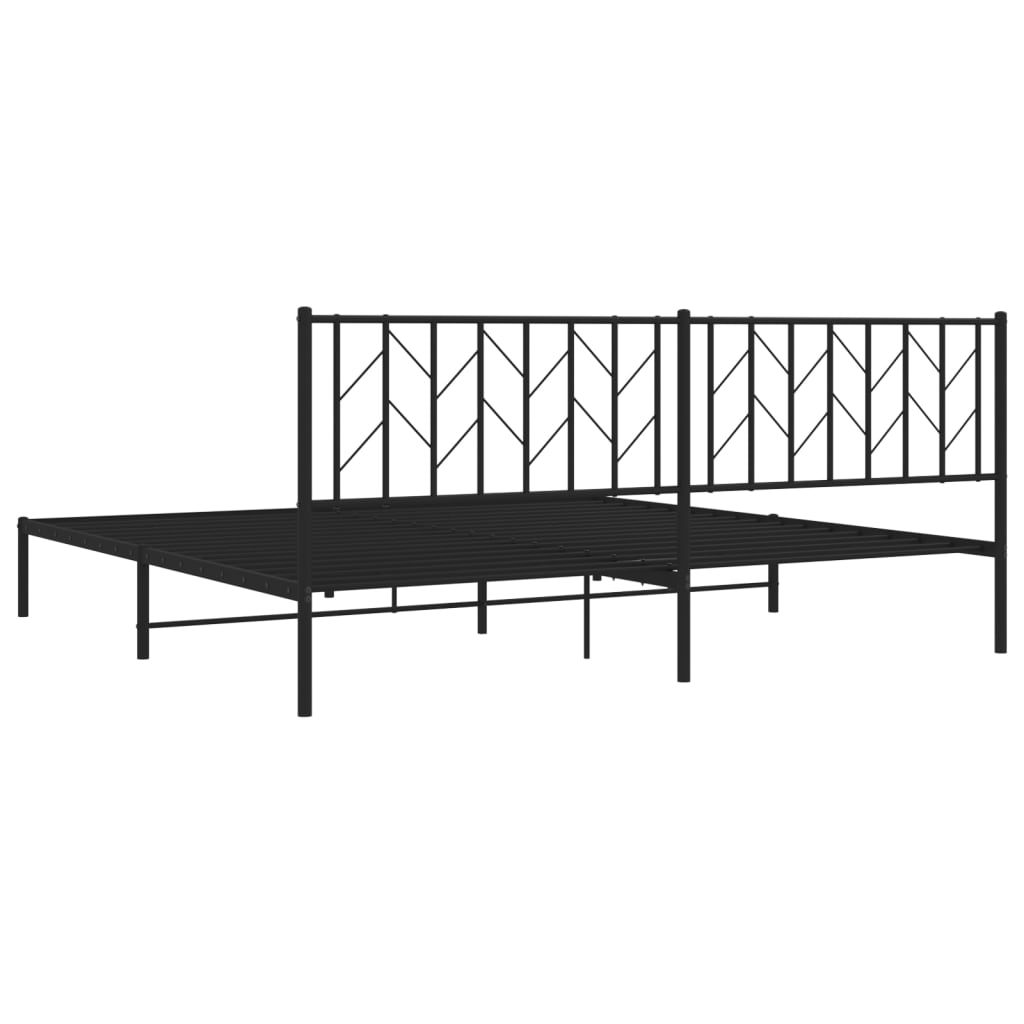 Metal Bed Frame without Mattress with Headboard Black 200x200cm