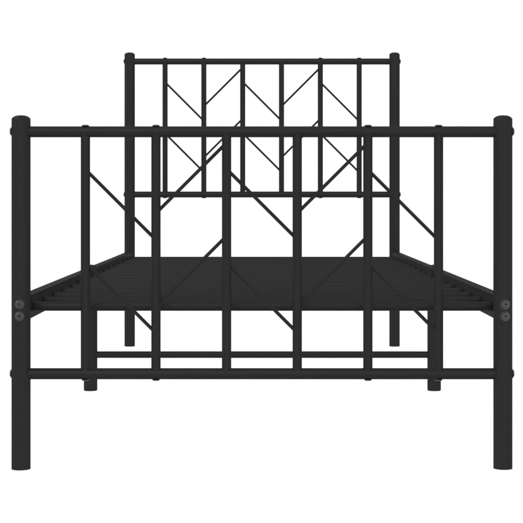 Metal Bed Frame without Mattress with Footboard Black 80x200cm