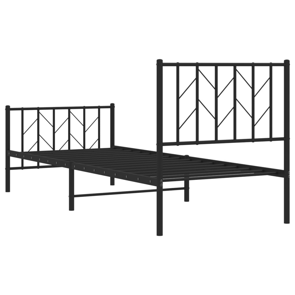 Metal Bed Frame without Mattress with Footboard Black 80x200cm