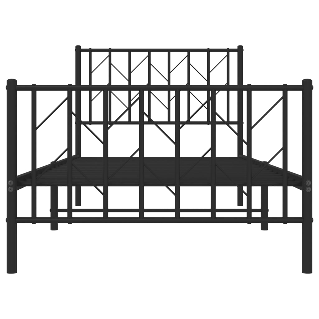 Metal Bed Frame without Mattress with Footboard Black 90x190cm