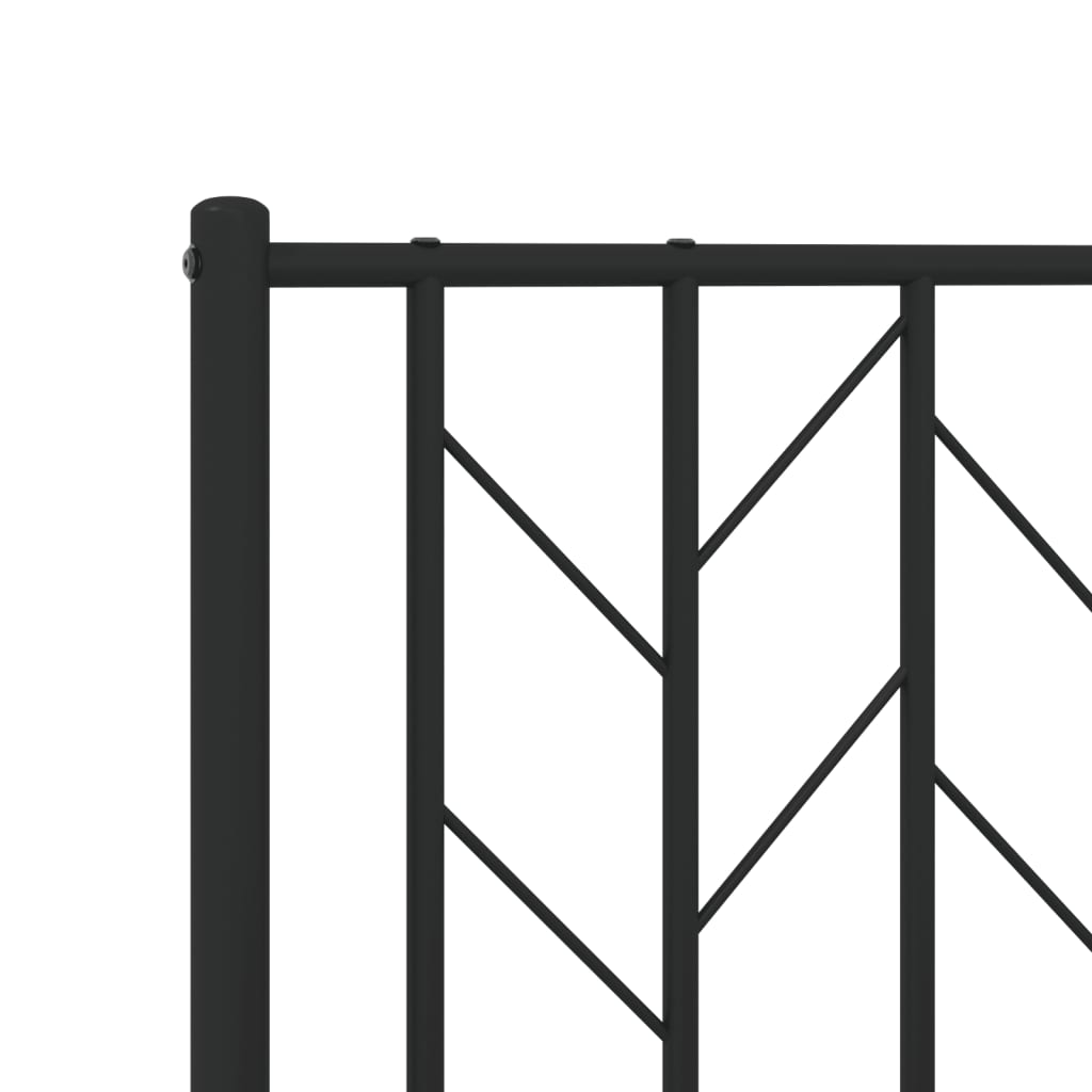 Metal Bed Frame without Mattress with Footboard Black 90x190cm