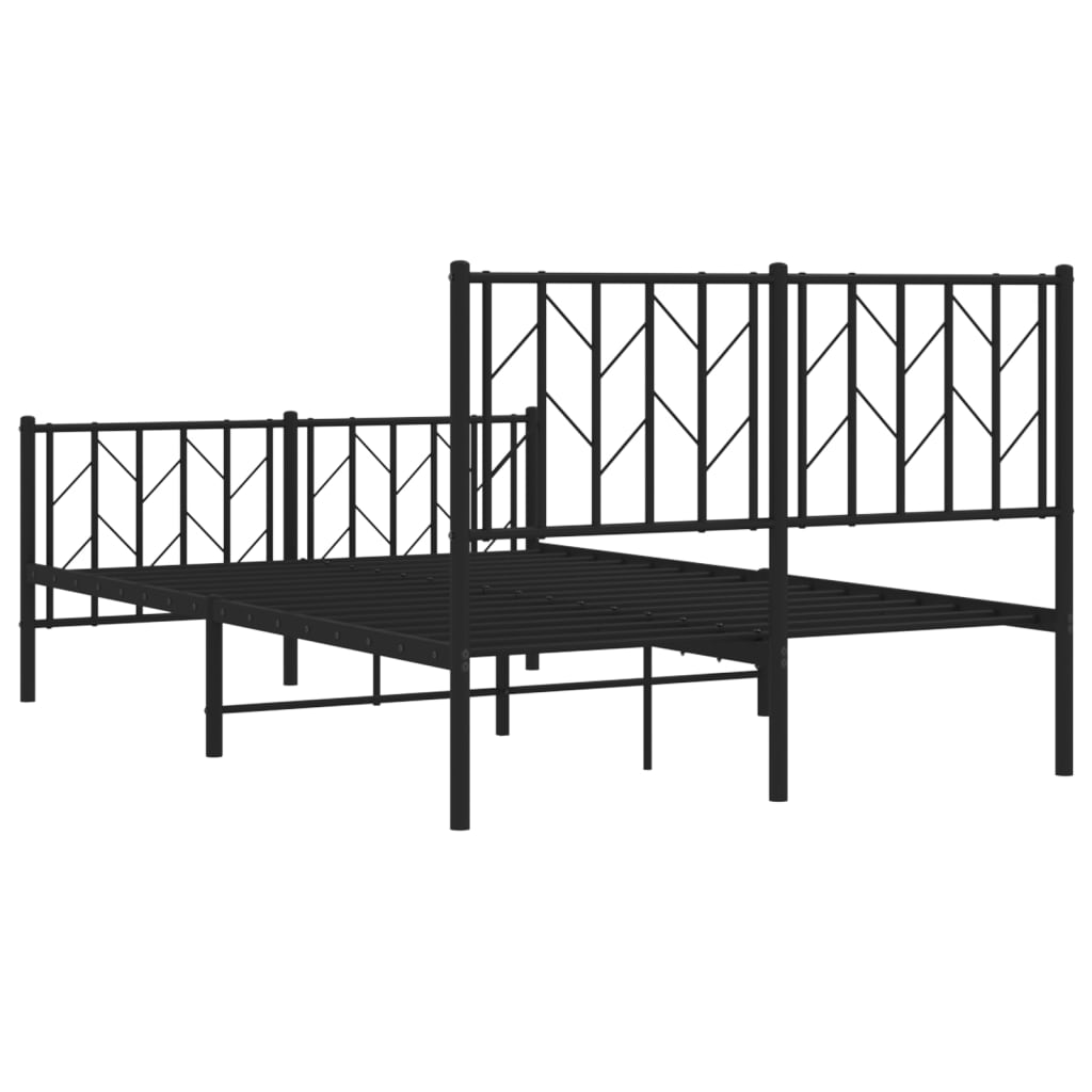 Metal Bed Frame without Mattress with Footboard Black 120x200cm
