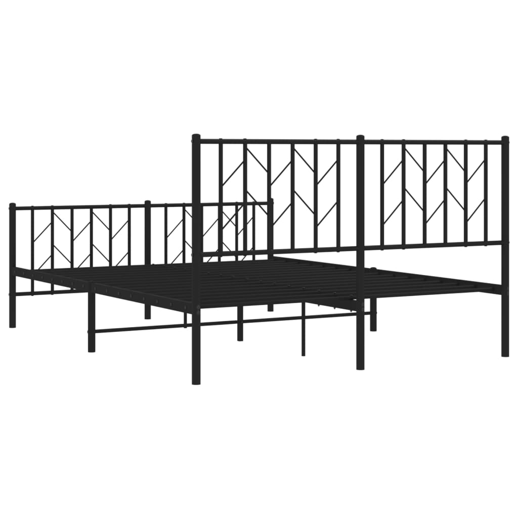 Metal Bed Frame without Mattress with Footboard Black 135x190cm