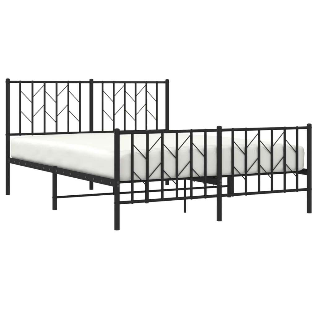 Metal Bed Frame without Mattress with Footboard Black 140x200cm