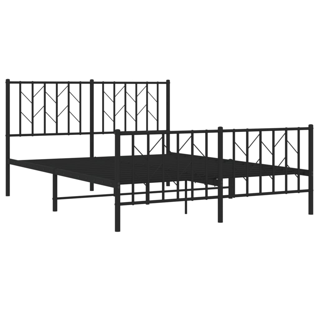 Metal Bed Frame without Mattress with Footboard Black 140x200cm