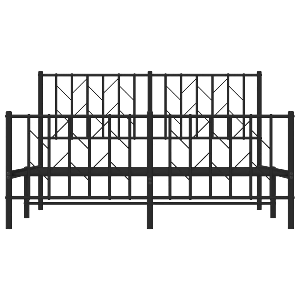 Metal Bed Frame without Mattress with Footboard Black 140x200cm