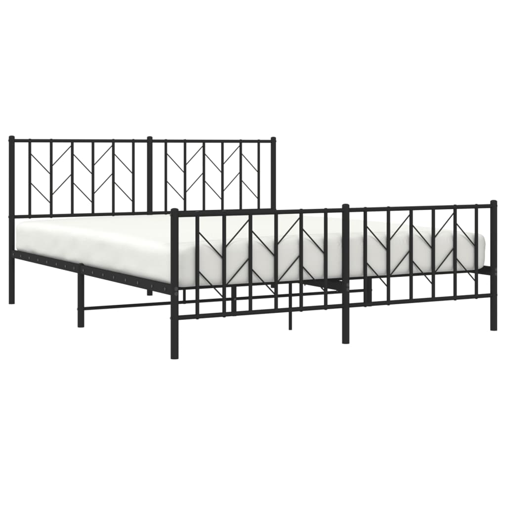 Metal Bed Frame without Mattress with Footboard Black 160x200cm