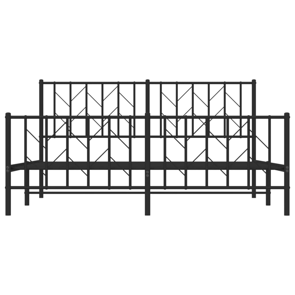 Metal Bed Frame without Mattress with Footboard Black 160x200cm