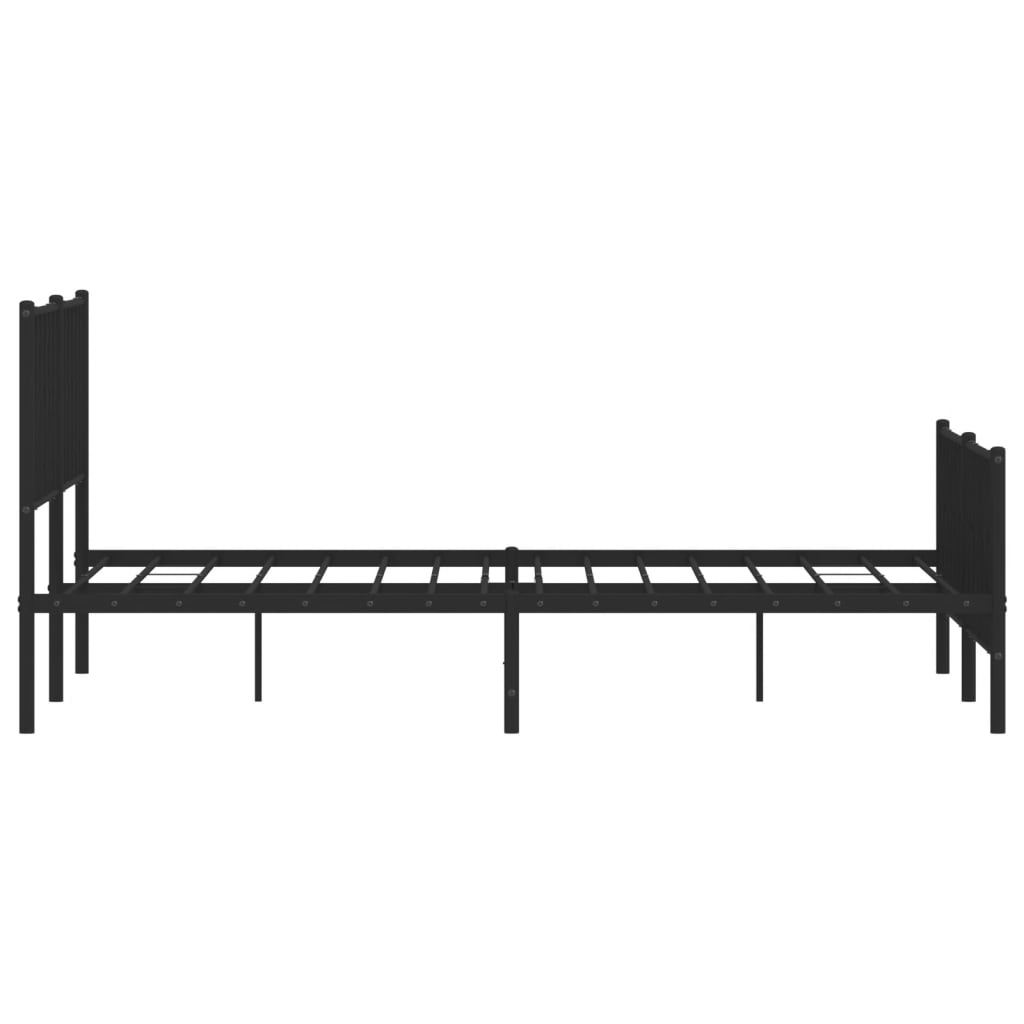 Metal Bed Frame without Mattress with Footboard Black 160x200cm