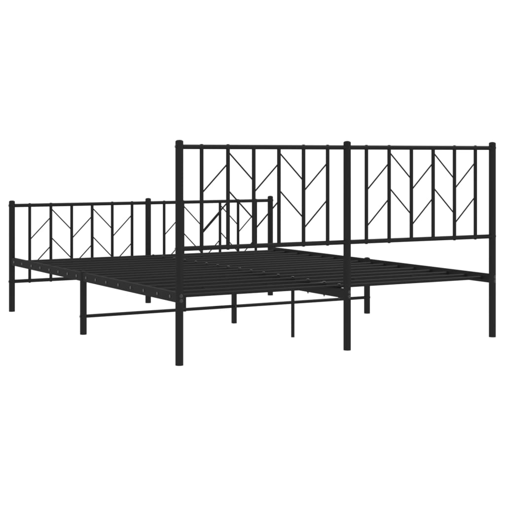 Metal Bed Frame without Mattress with Footboard Black 160x200cm