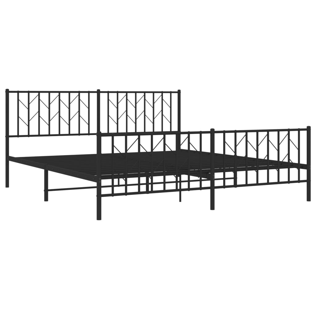 Metal Bed Frame without Mattress with Footboard Black 183x213cm