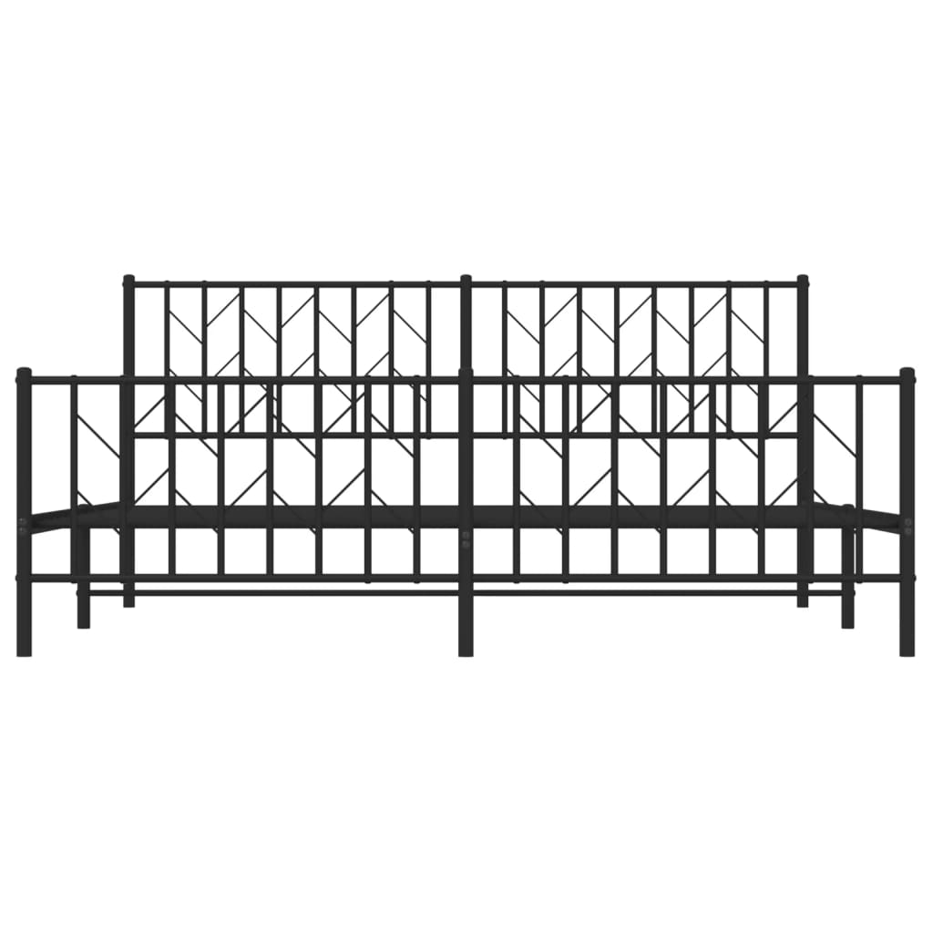 Metal Bed Frame without Mattress with Footboard Black 183x213cm