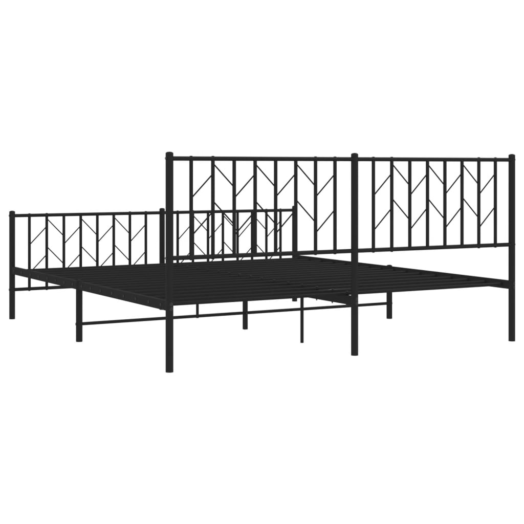 Metal Bed Frame without Mattress with Footboard Black 183x213cm