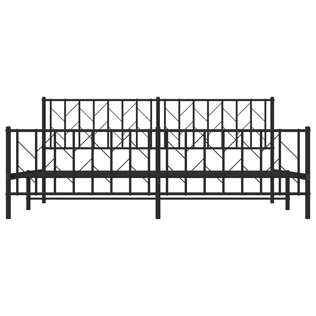 Metal Bed Frame without Mattress with Footboard Black 193x203cm