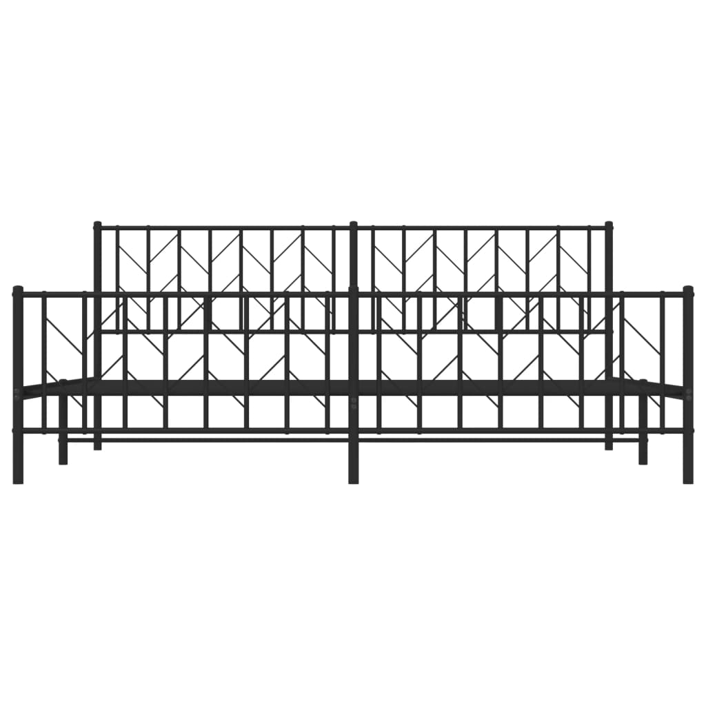 Metal Bed Frame without Mattress with Footboard Black 200x200cm