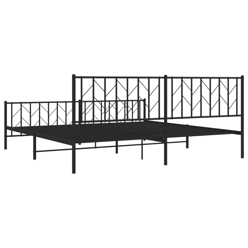 Metal Bed Frame without Mattress with Footboard Black 200x200cm