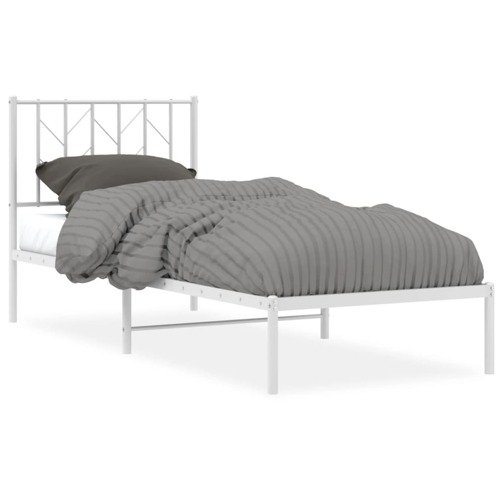 Metal Bed Frame without Mattress with Headboard White 80x200cm