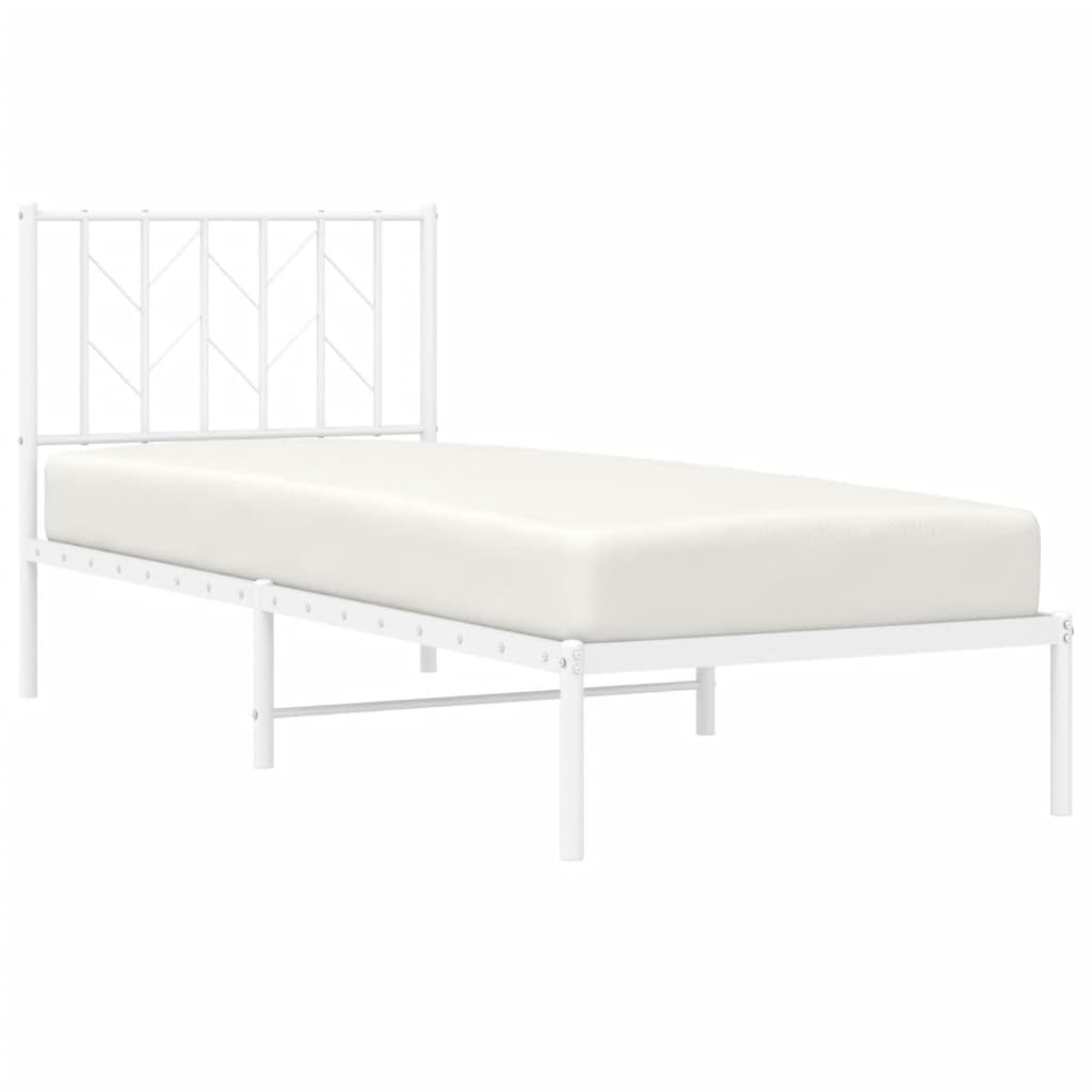 Metal Bed Frame without Mattress with Headboard White 80x200cm
