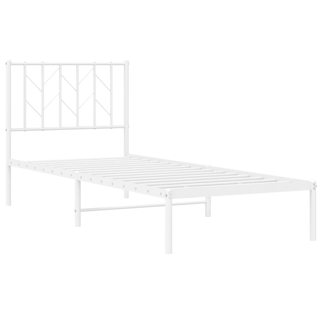 Metal Bed Frame without Mattress with Headboard White 80x200cm