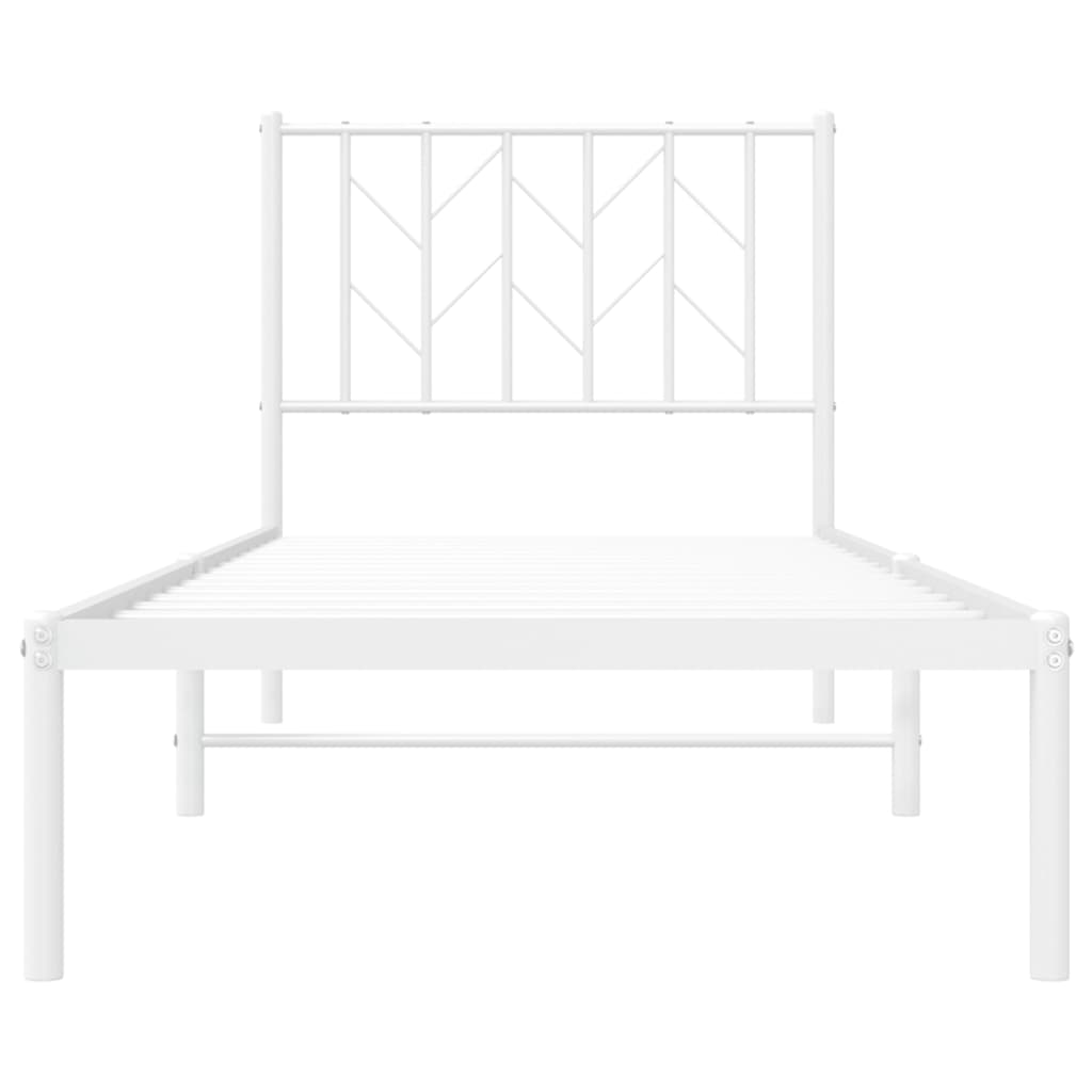 Metal Bed Frame without Mattress with Headboard White 80x200cm