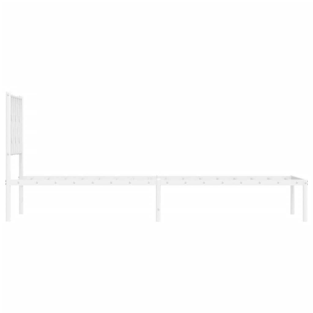 Metal Bed Frame without Mattress with Headboard White 80x200cm
