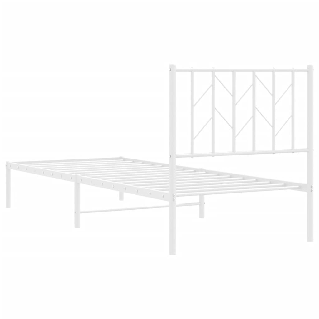 Metal Bed Frame without Mattress with Headboard White 80x200cm