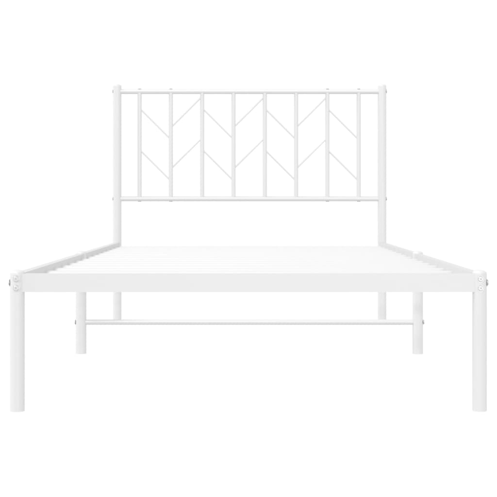 Metal Bed Frame without Mattress with Headboard White 100x190cm