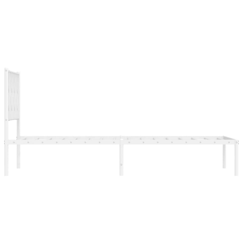 Metal Bed Frame without Mattress with Headboard White 100x190cm