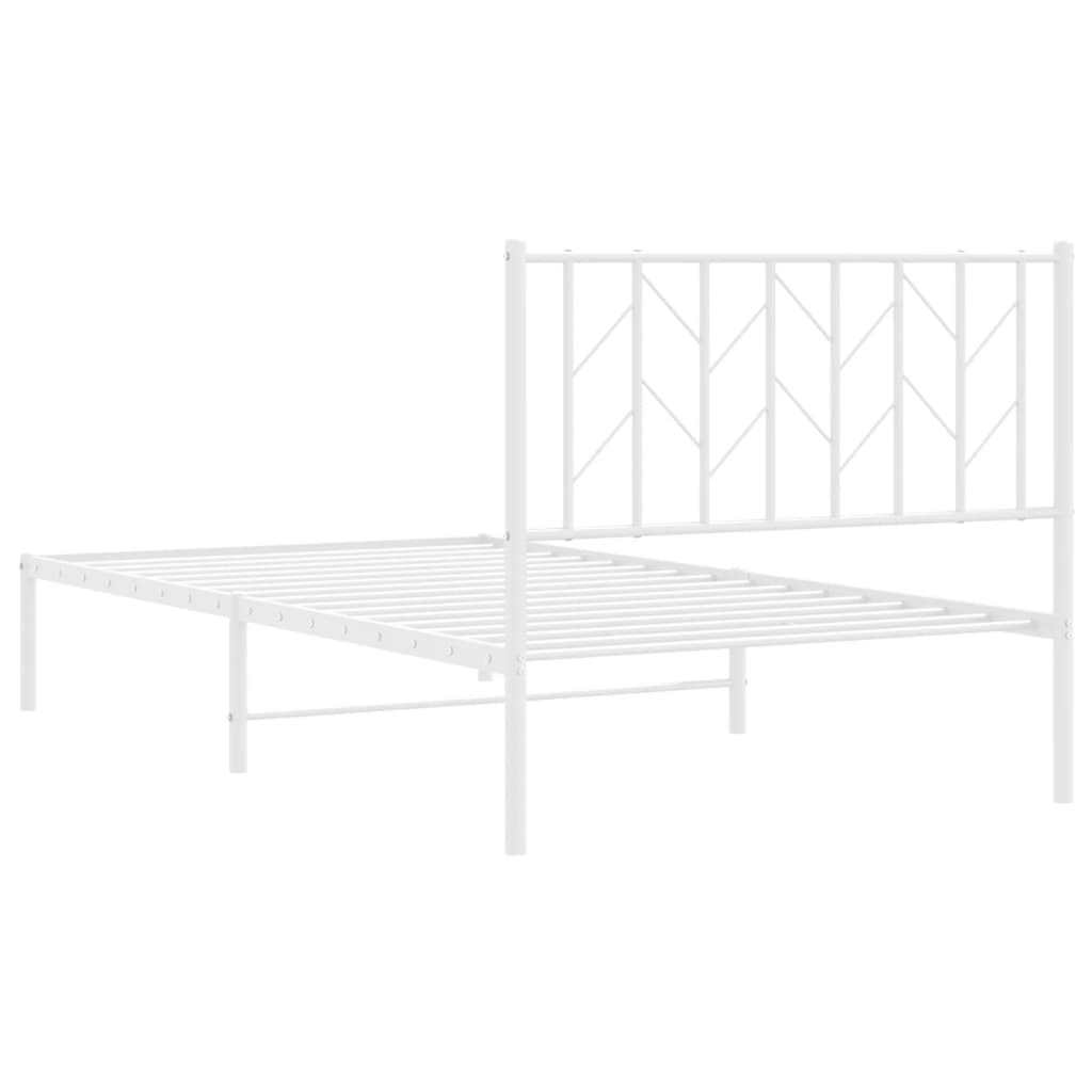 Metal Bed Frame without Mattress with Headboard White 100x190cm