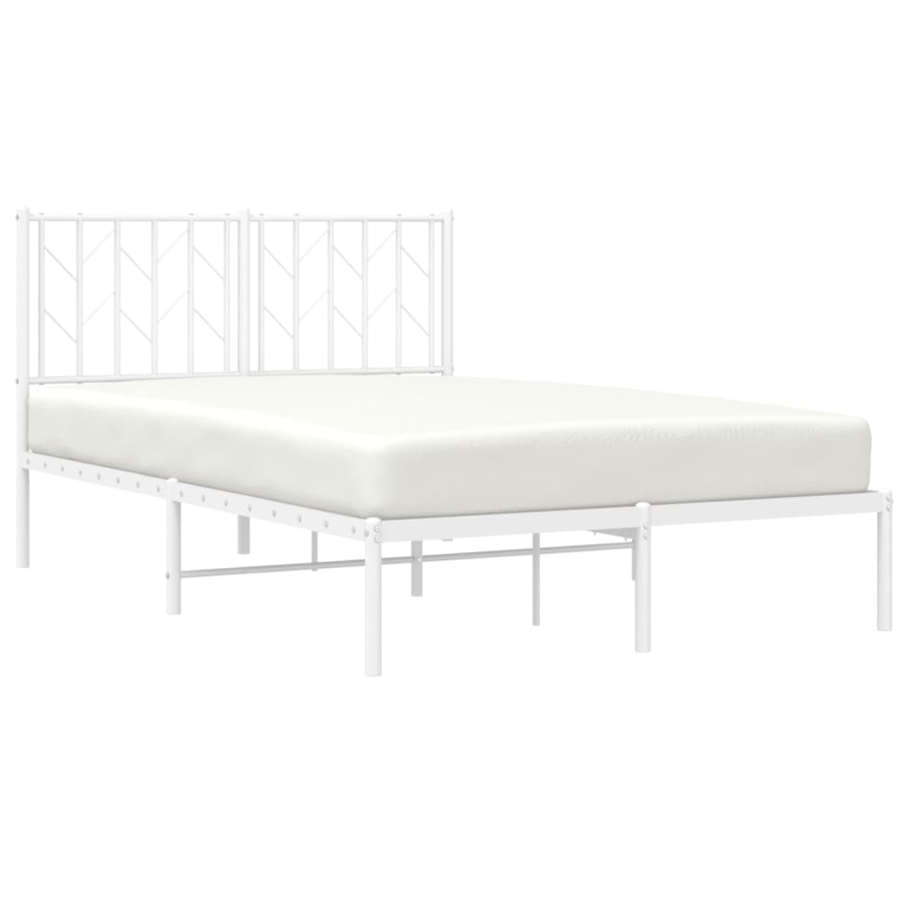 Metal Bed Frame without Mattress with Headboard White 120x190cm