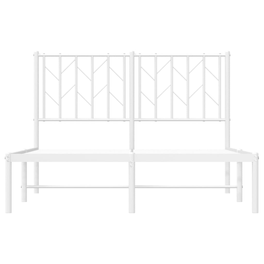 Metal Bed Frame without Mattress with Headboard White 120x190cm