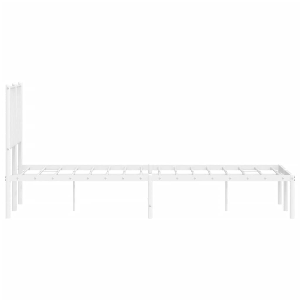 Metal Bed Frame without Mattress with Headboard White 120x190cm