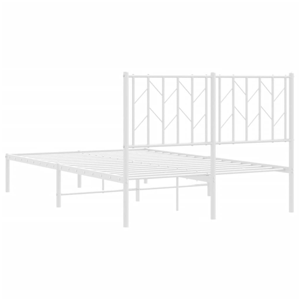 Metal Bed Frame without Mattress with Headboard White 120x190cm