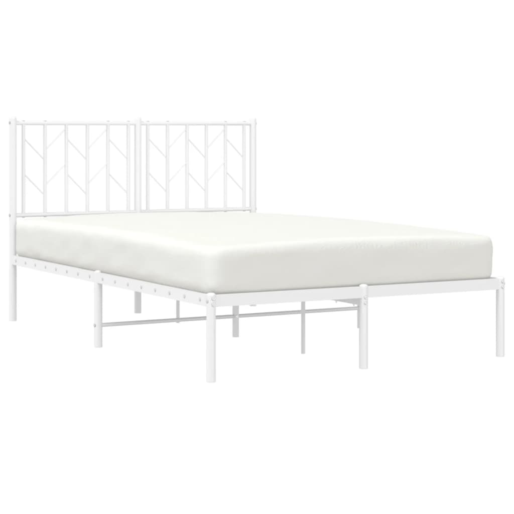 Metal Bed Frame without Mattress with Headboard White 120x200cm