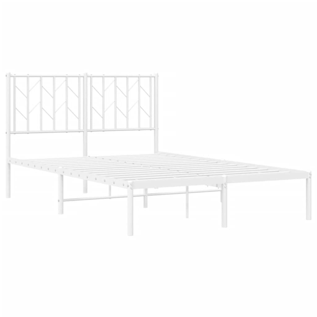 Metal Bed Frame without Mattress with Headboard White 120x200cm