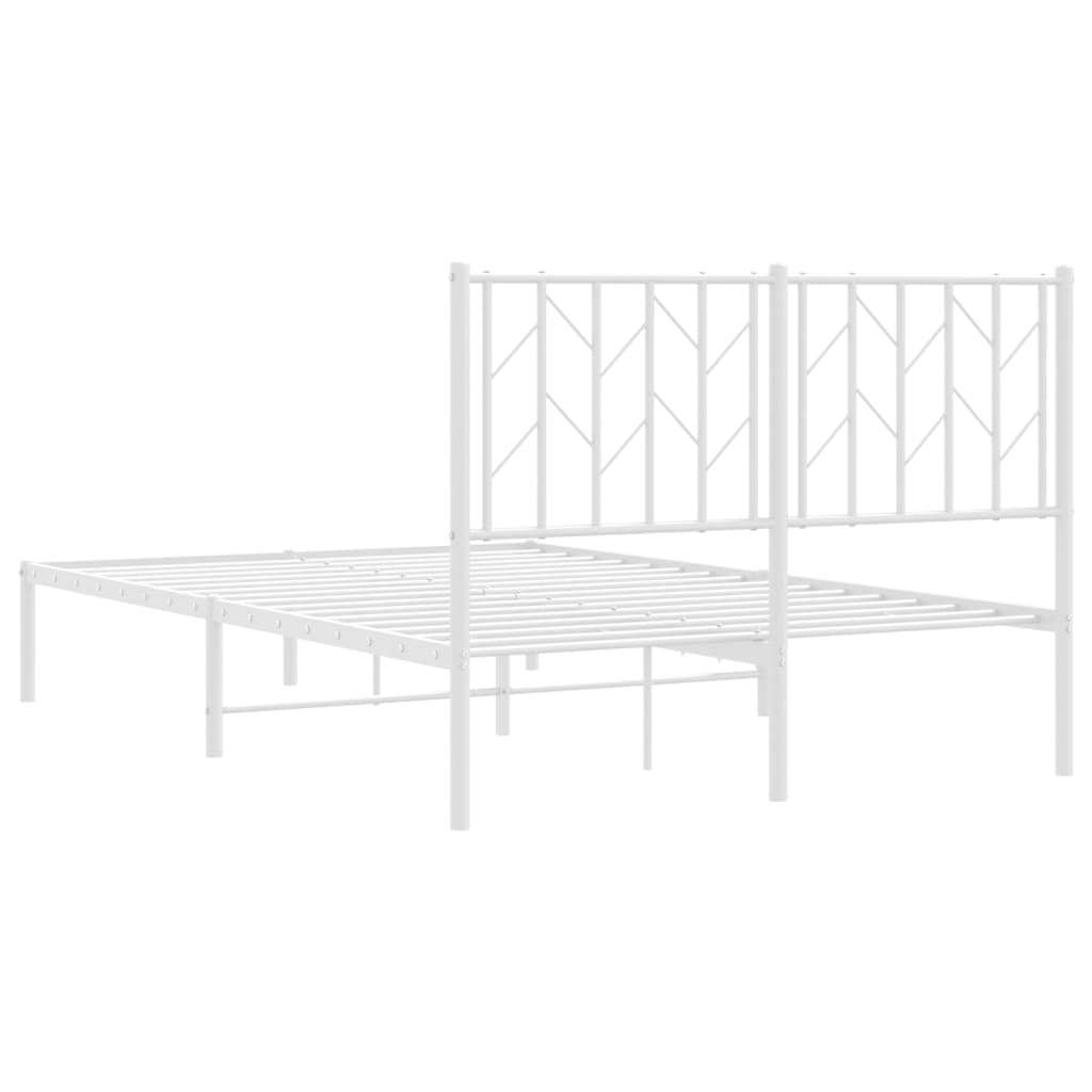 Metal Bed Frame without Mattress with Headboard White 120x200cm