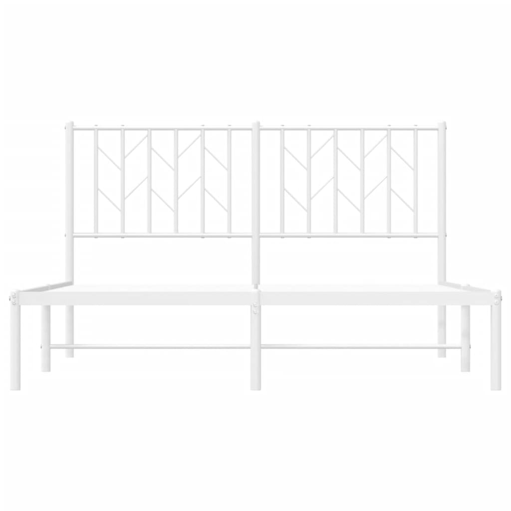 Metal Bed Frame without Mattress with Headboard White 135x190cm