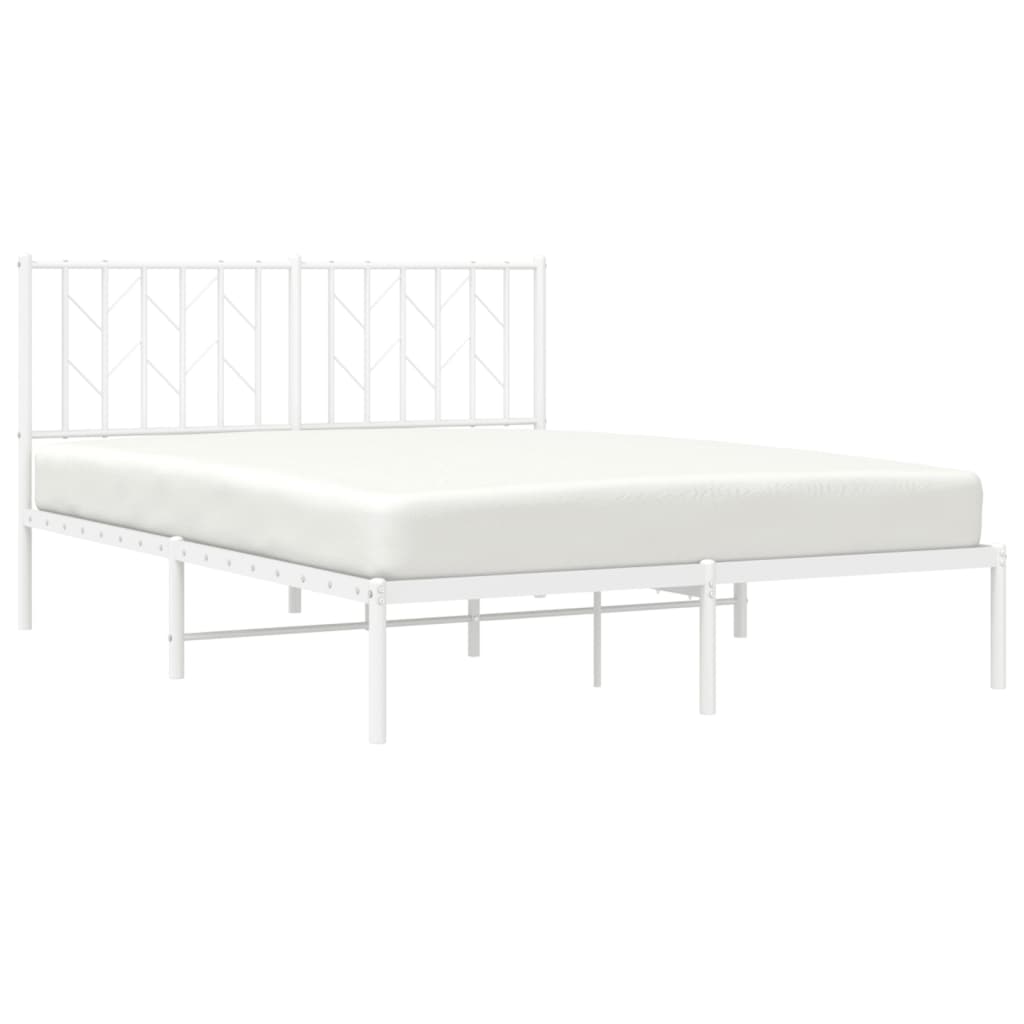 Metal Bed Frame without Mattress with Headboard White 140x190cm