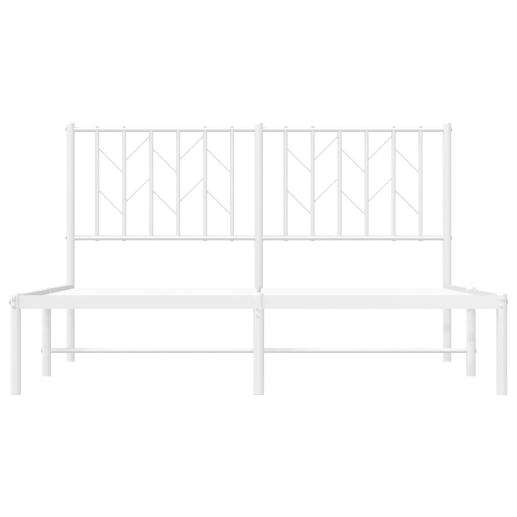 Metal Bed Frame without Mattress with Headboard White 140x190cm